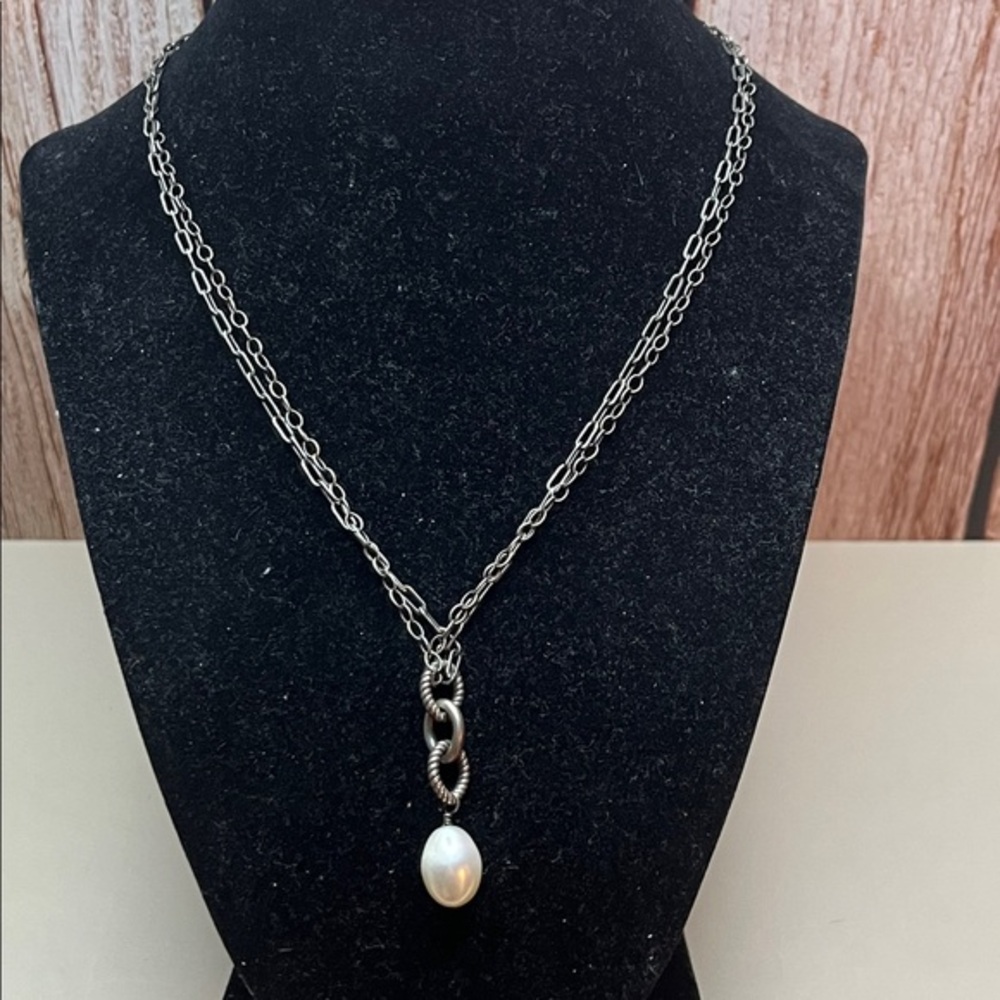Silpada silver double strand freshwater pearl necklace 18”